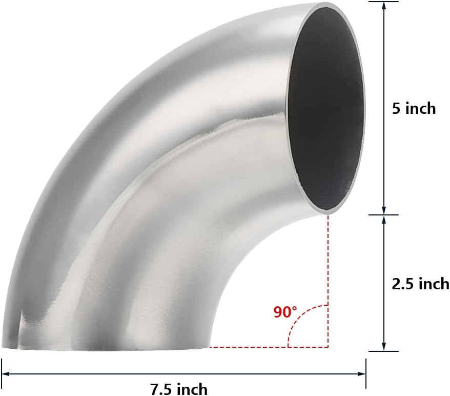 Codo tubo escape acero inox 304 5" grosor 0.059