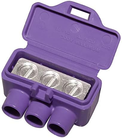 Conector cable aluminio 3 puertos pack 10 morado