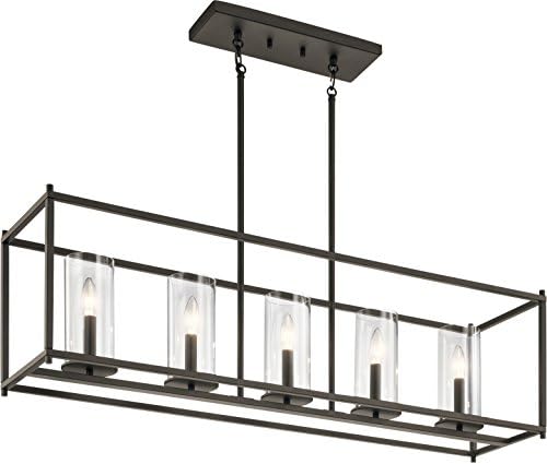 Lámpara araña lineal 13.75pulg 5 luces cristal Olde Bronze