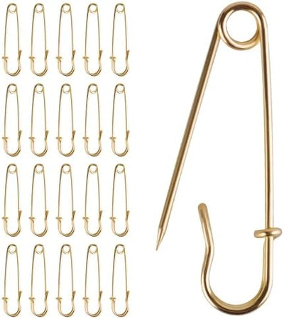 20 Pasadores Seguridad Acero 2" para Mantas Ropa Dorado