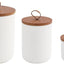 Set 3 Recipientes Cerámica 9/28/45oz Tapas Madera Alimentos