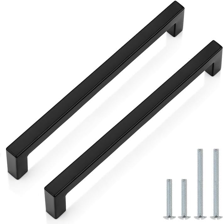 6 Manijas Negro Mate para Gabinetes 7.559in Acero Inox