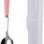 Cucharas acero inox con mango cerámica caja almacenamiento rosa