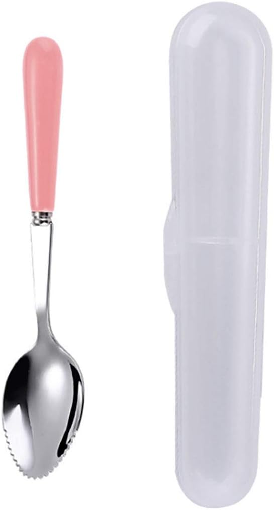 Cucharas acero inox con mango cerámica caja almacenamiento rosa
