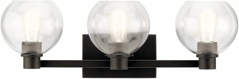 Lámpara tocador 3 luces cristal transparente Olde Bronze