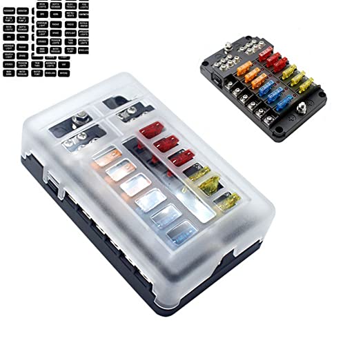 Caja fusibles 12 vías 12-24V con LED para auto RV camión