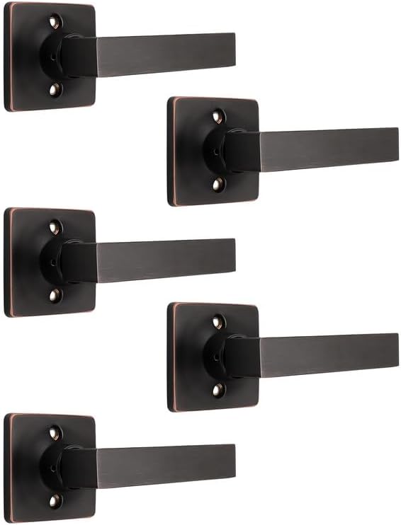 5 Manijas Puerta Bronce Aceitado Reversibles