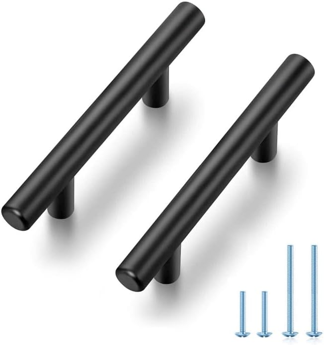 Manijas acero inox negro mate 4" para cajón cocina