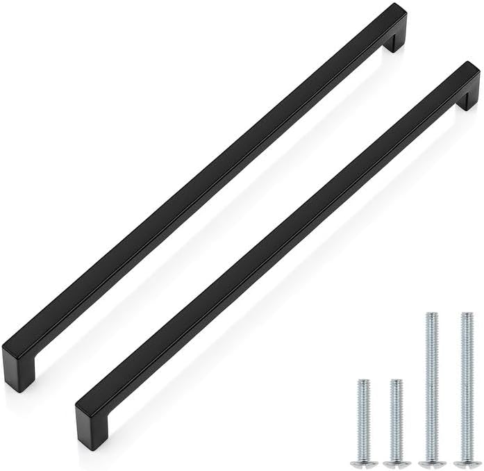 10 Manijas Gabinete Negro 12-3/5" Acero Inox