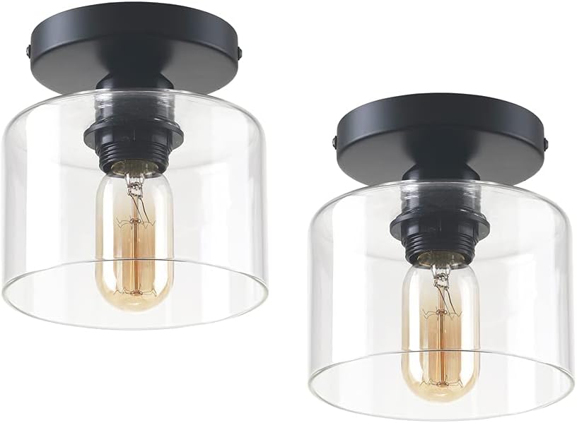 Lámpara techo moderna E26 negro mate vidrio