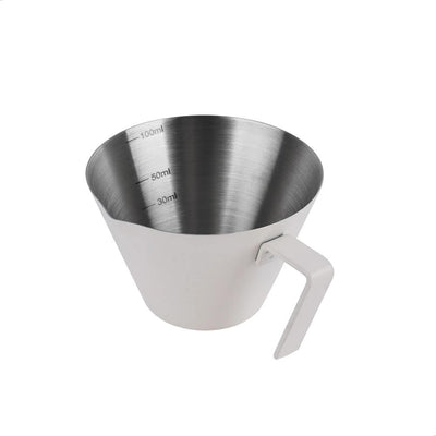 Taza expreso acero inox 3.4oz con escala asa color blanco