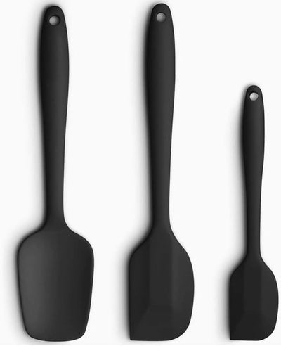 Set 3 espátulas silicona mango ergonómico antiadherente negro