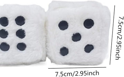 1 Par Dados Retro para Espejo Coche Decoración Blanco