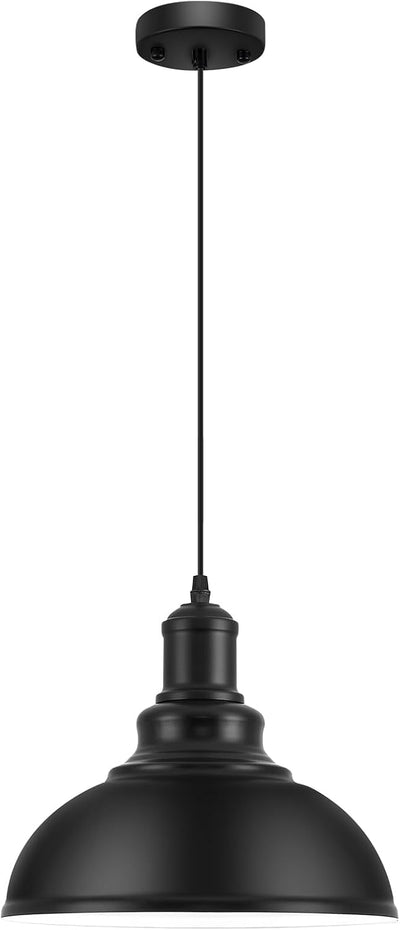Lámpara colgante rústica pantalla metal negro cocina comedor
