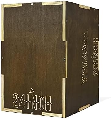 Caja pliométrica madera 450lb con asas anchas para saltar