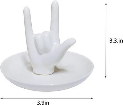 Soporte anillos cerámica texto I LOVE YOU para mujer