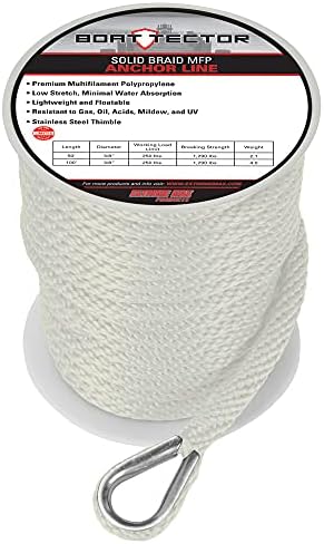 Línea anclaje boattector 0.5pulg x30.5m trenzado sólido