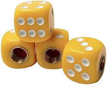 4 Tapas Válvulas Aire Neumáticos Forma Dados Amarillo