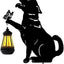 Estacas decoración jardín perro negro energía solar metal