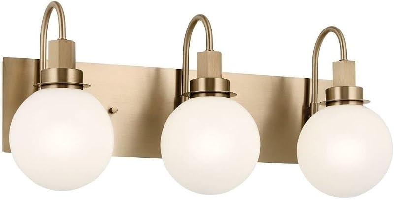 Lámpara hexagonal 3 luces bronce champán baño 22.75pulg