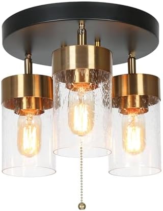 Lámpara techo empotrado 3 luces negro dorado