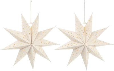 2 Linternas Papel Estrella 9 Puntas Decoración Navidad Boda Fiesta