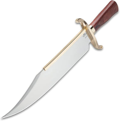 Cuchillo Bowie acero inox mango madera funda personalizada