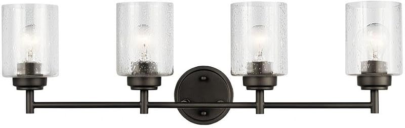 Lámpara tocador 30pulg 4 luces vidrio bronce antiguo