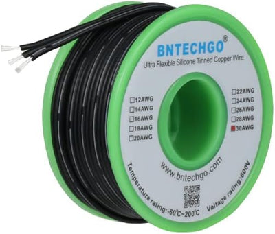 Cable silicona 30awg 100pies alambre cobre estañado trenzado negro