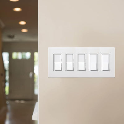 Placa decorativa interruptor 5 segmentos satinado SC-5-BI