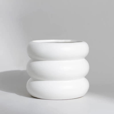 Maceta Cerámica 4.5" Orificio Drenaje Diseño Burbujas Hogar