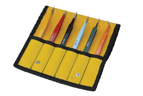 Set 6 Pinzas Acero Inox con Bolsa Protectora
