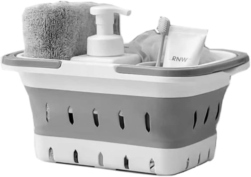 Cesta plegable plástico baño cocina dormitorio gris