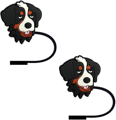 Fundas popote silicona para perros de montaña 2 tapas decorativas