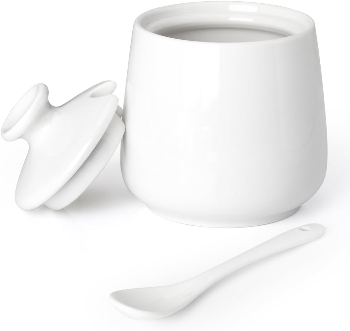 Azucarero cerámica con tapa y cuchara 9oz blanco