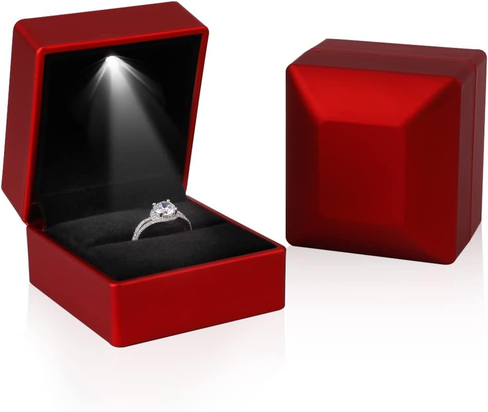 2 Cajas Anillo LED Iluminado para Bodas Compromisos