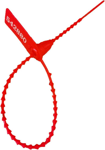 Sellos plástico numerados pull-tite 9.843pulg rojo pack 100