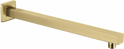 Brazo ducha cuadrado latón cepillado 16pulg acero inox oro