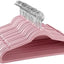 50 Perchas Terciopelo Flocado con Ganchos Inox Rosa