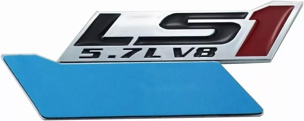 2 Pzas Placa Identificación 3D Motor 5.7L V8 Rojo Plateado