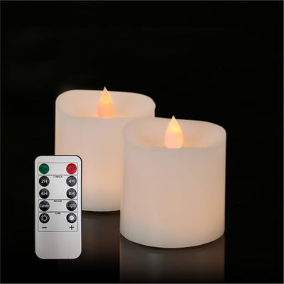 2 Velas LED sin llama 3x3pulg cera real con temporizador