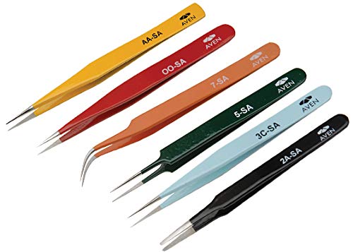 Set 6 Pinzas Acero Inox con Bolsa Protectora