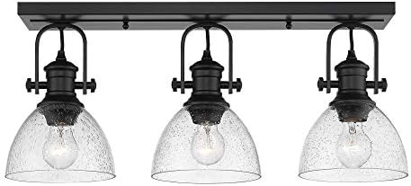 Lámpara Hines Semi-Flush Negro Mate Vidrio Sembrado