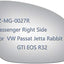 Espejo lateral cristal VW Passat Jetta RH reemplazo retrovisor