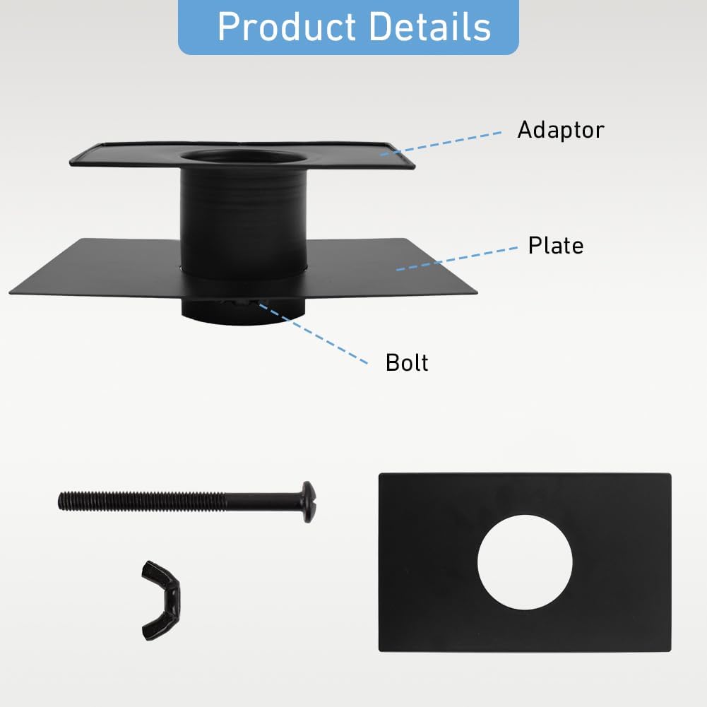Adaptador canaleta cadena lluvia metal perno negro resistente