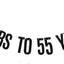 Pancarta purpurina negra texto 'cheers to 55 years'