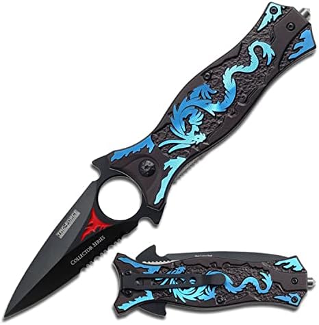 Cuchillo táctico plegable TF-707 negro sierra 4.5pulg