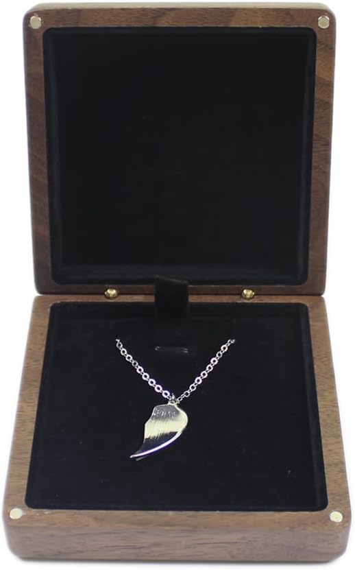 Caja regalo collar colgante nogal natural exhibidor joyas