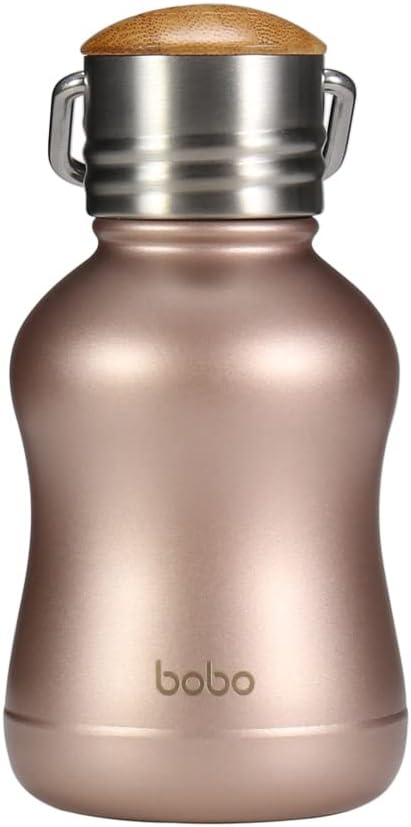 Botella agua acero inox termo tapa bambú para mujer y niños