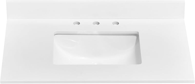 Tocador cuarzo blanco 36x22pulg con fregadero